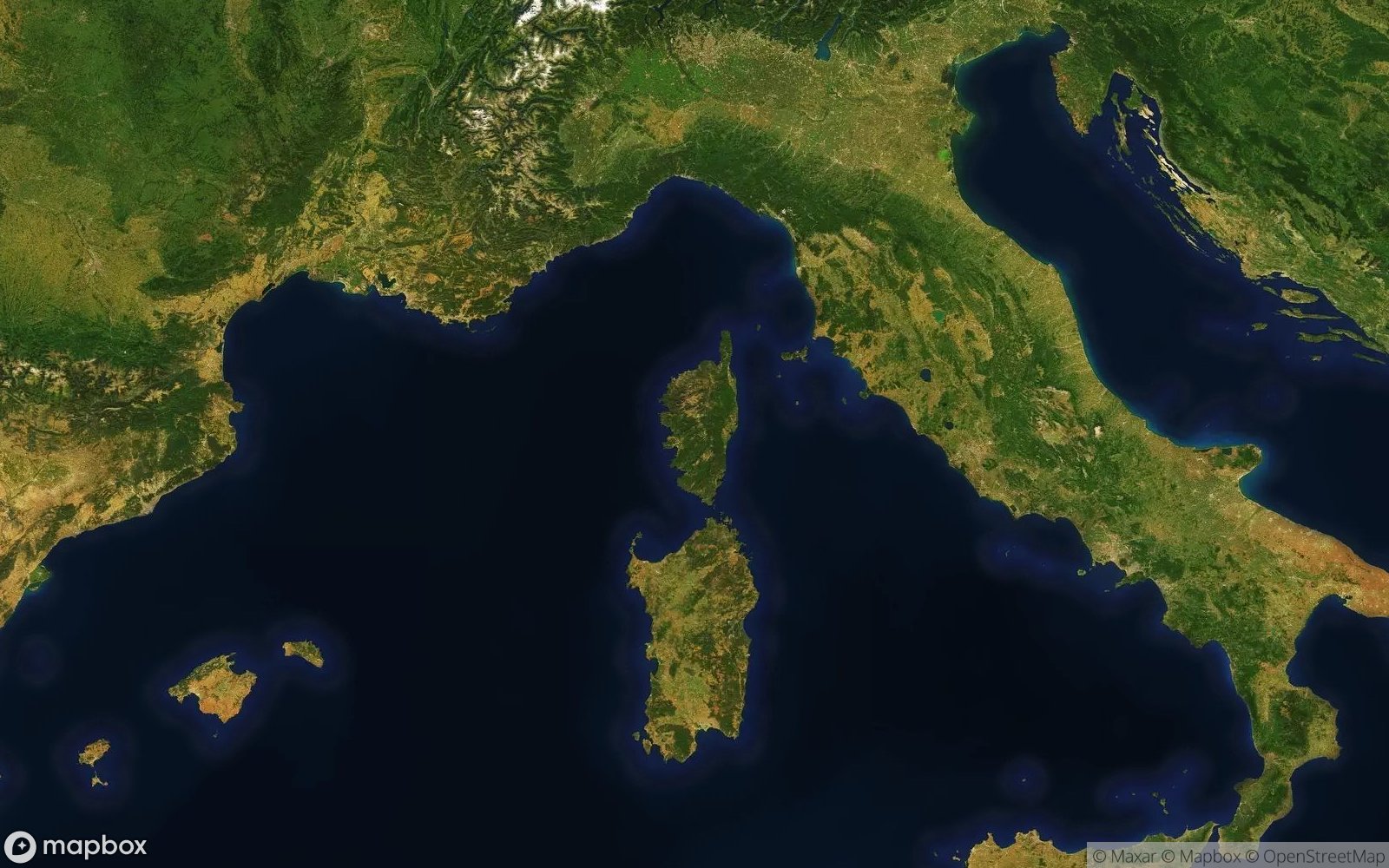 Corsica satellite view