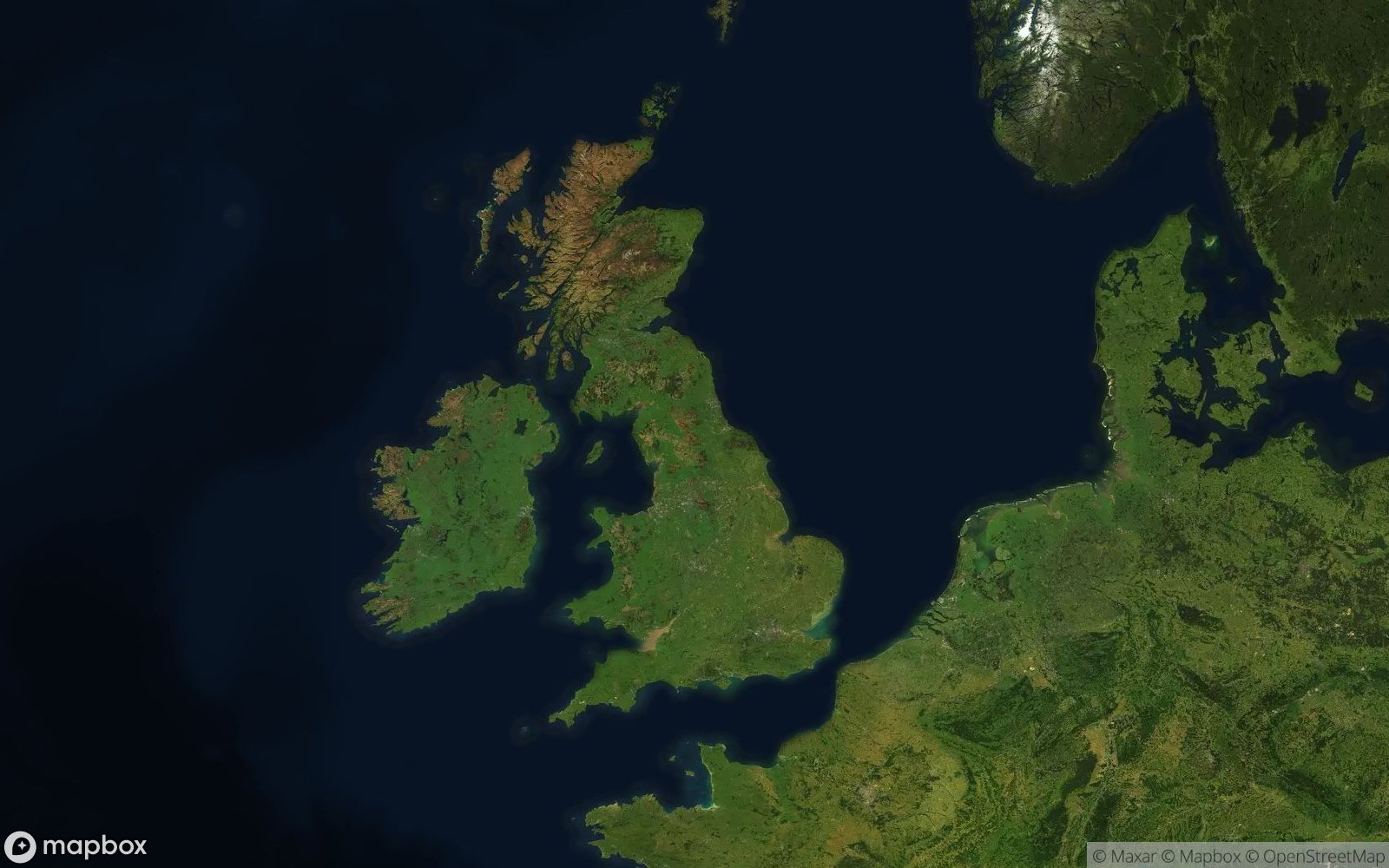 Great Britain satellite view