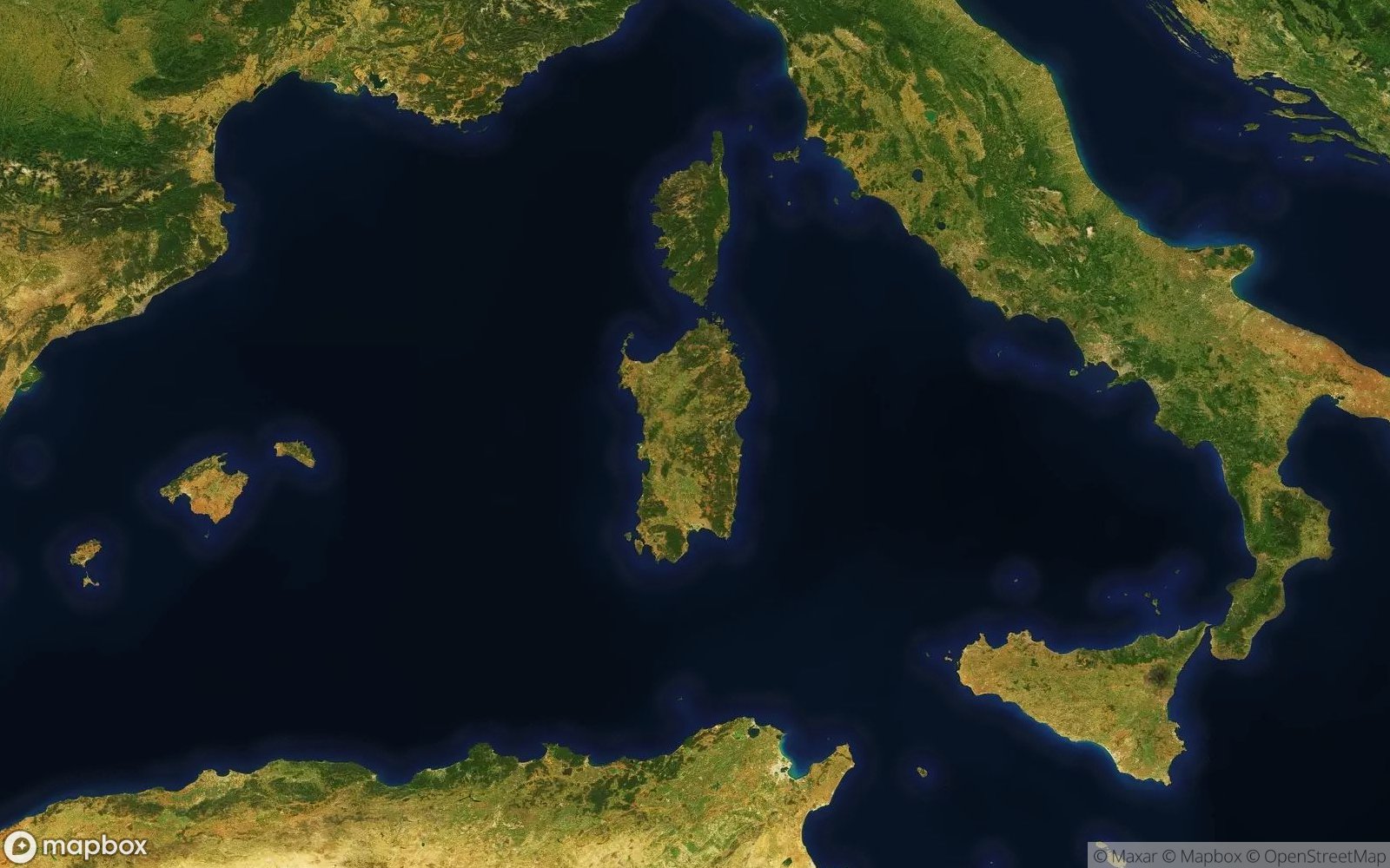 Sardinia satellite view